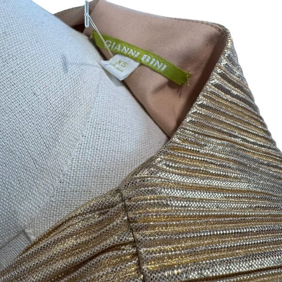 Gianni Bini gold pleated blouse.  V-Neck Long sleeves.  Size:XS - Picture 2 of 7
